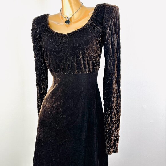 Vintage 90s goth cocktail formal velvet mini dress - Picture 4 of 8